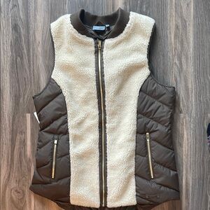 Athleta Brown and Cream Sherpa Vest